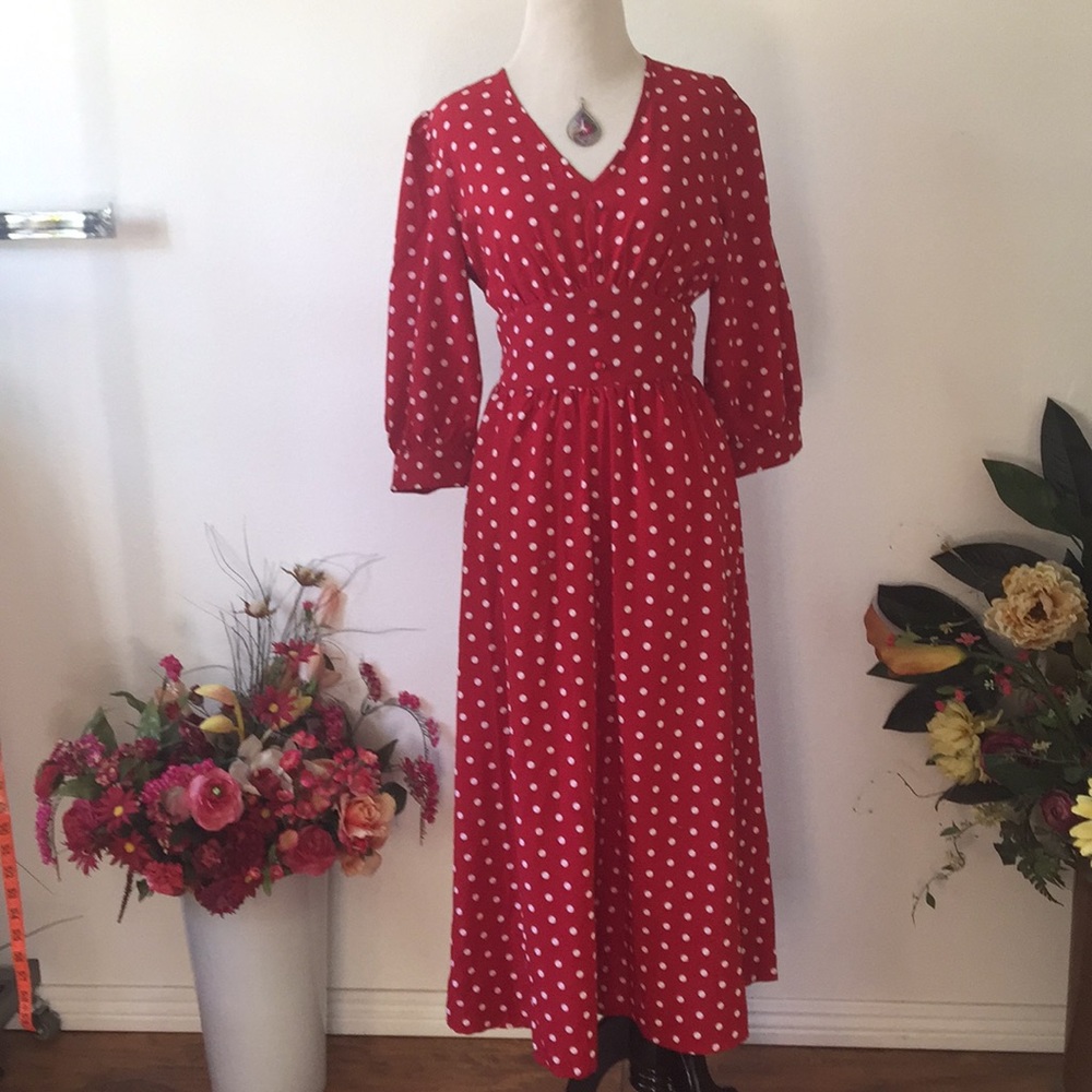 Red with white polka dot Dress - Picture 1 of 7